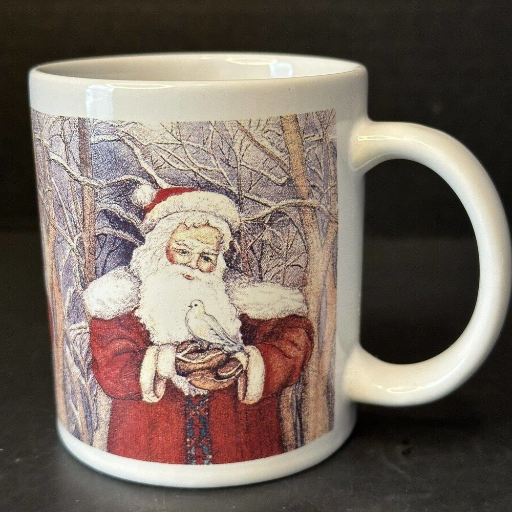 World Bazaars Inc Santa w/Dove Mug/Cup Christmas Snow Bird VINTAGE